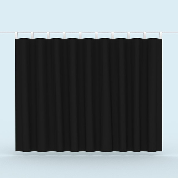 Vorhang aus Multisol X Opak SE: Rückseite mit schwarzer Beschichtung