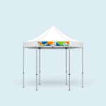 Faltpavillon Select Hexagon mit Wechselbanner am Volant