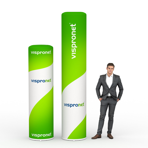 Werbesäule Air ø 60 cm, Größenvergleich (220 cm und 300 cm)