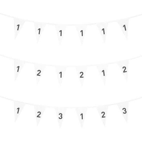 Wimpelkette - Übersicht 1 Motiv, 2 Motive oder 3 Motive im Wechsel