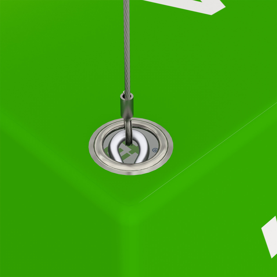 Detail: 6 Seitenfläche - Deckel mit Öse und Drahtanschlagseildurchführung