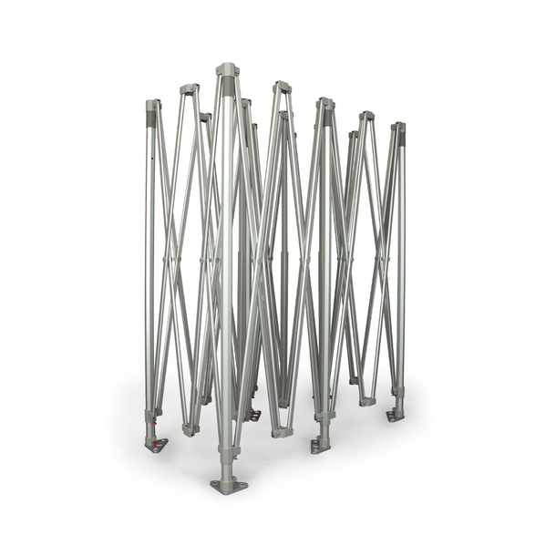 extra stabiles, faltbares Scherengittersystem aus Aluminium: sekundenschneller Aufbau