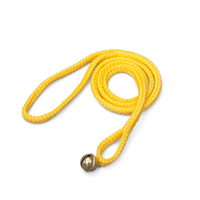 Zugseil für Schlitten, gelb, mit Schlaufen und Glöckchen