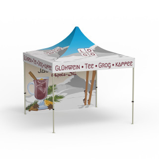 Faltzelt Basic, 3 x 3 m, 1 Vollwand - Glühwein