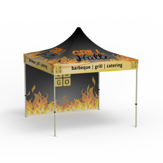 Faltzelt Basic, 3 x 3 m, 1 Vollwand - Grillen