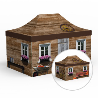 Faltzelt Basic, 3 x 4 m, 3 Wände, 1 Tür mittig - Almhütte