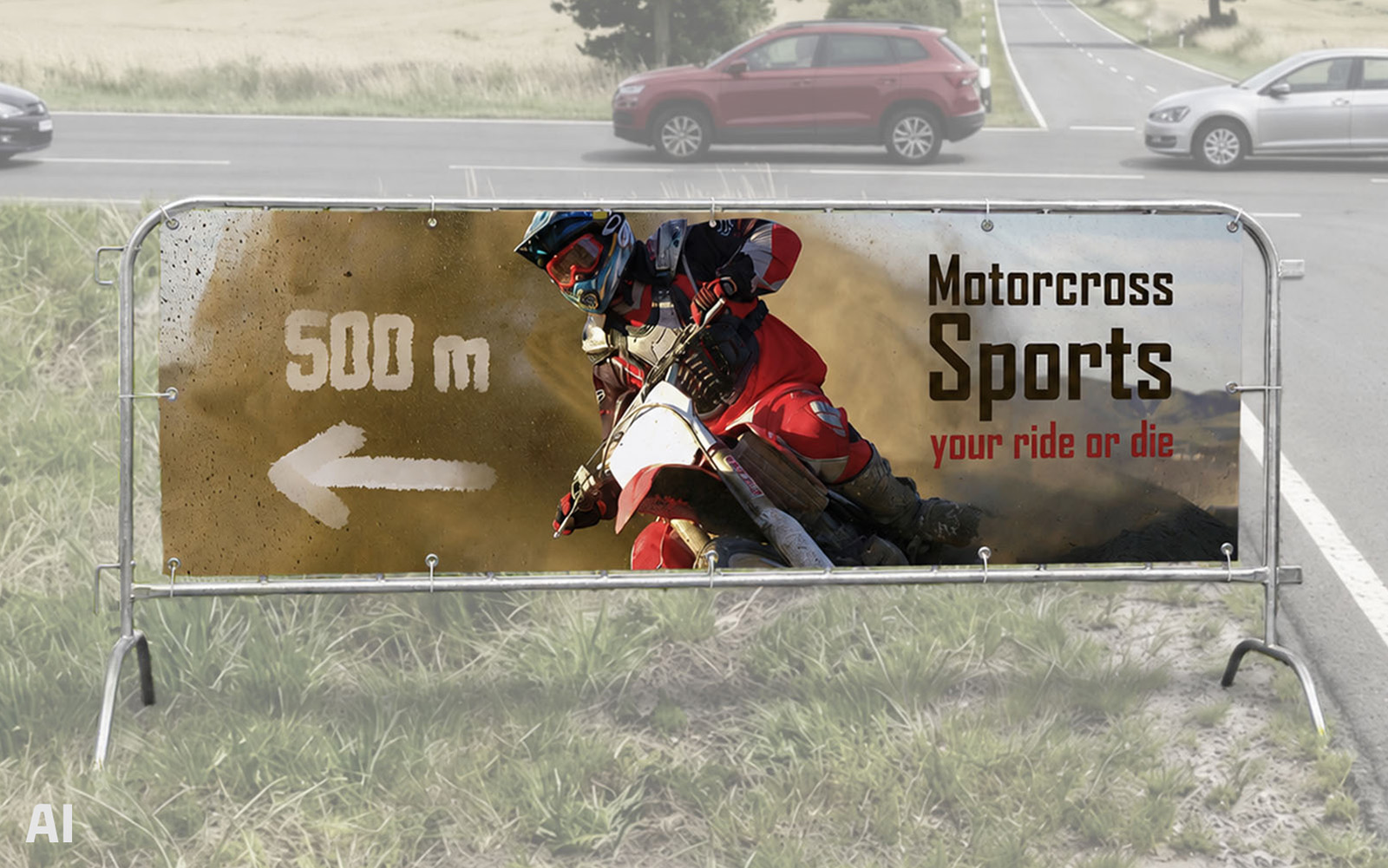 Plane für Absperrgitter Motorcross Event
