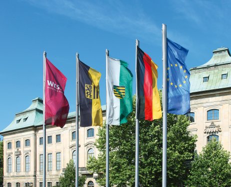 EU Flagge und andere Länder- und Werbeflaggen