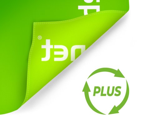 Fahnenmaterial mit GREEN Plus Label