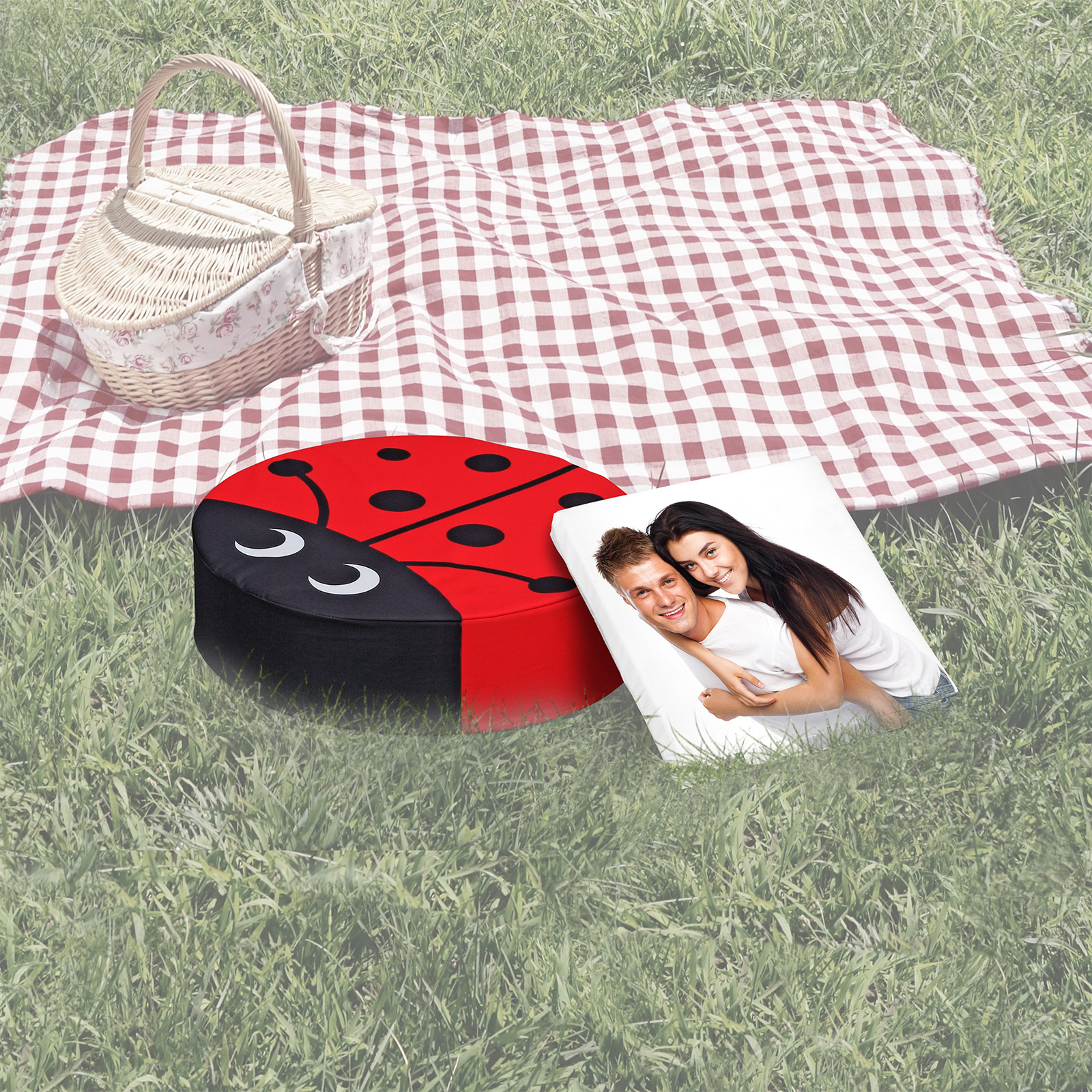 Sitzkissen, rund und quadratisch