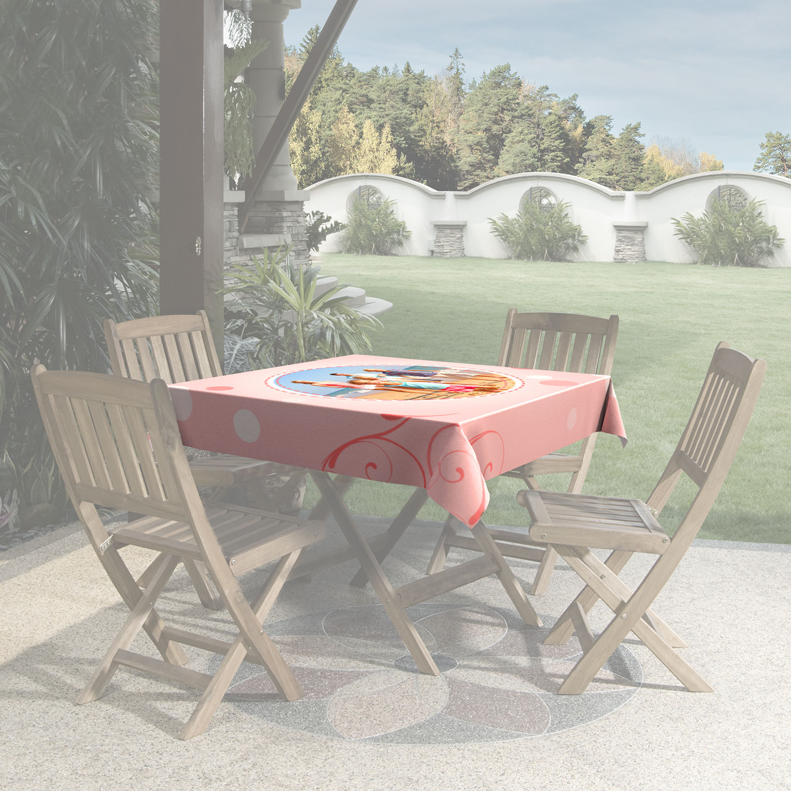 Bedruckte Tischdecke, quadratisch